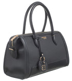 BESSIE LONDON Black Logo Charm Barrel Bag