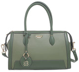 BESSIE LONDON Green Logo Charm Barrel Bag
