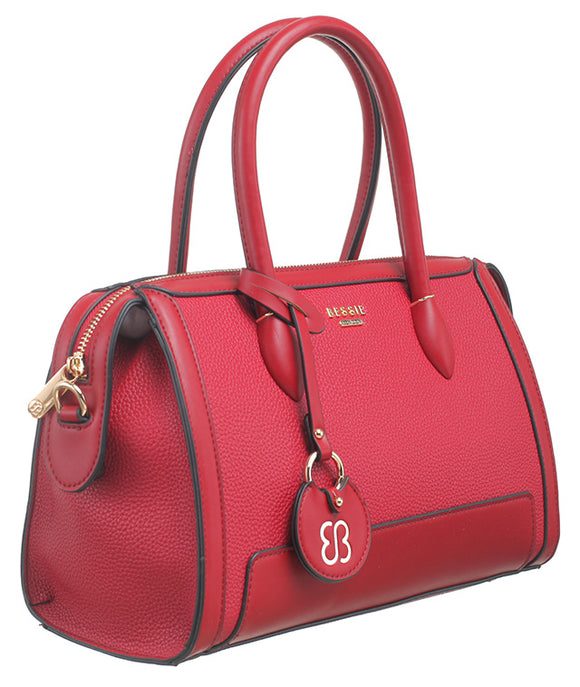 BESSIE LONDON Red Logo Charm Barrel Bag