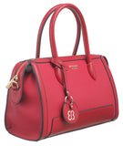BESSIE LONDON Red Logo Charm Barrel Bag