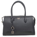 BESSIE LONDON Black Logo Charm Barrel Bag