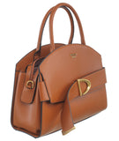 BESSIE LONDON Tan Buckle Dome Tote Bag