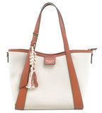 BESSIE LONDON Tan Canvas Chic Shopper