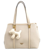 BESSIE LONDON Beige Two Tone Charm Tote Bag