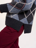 BRAKEBURN Helga Navy Blue Argyle Jumper