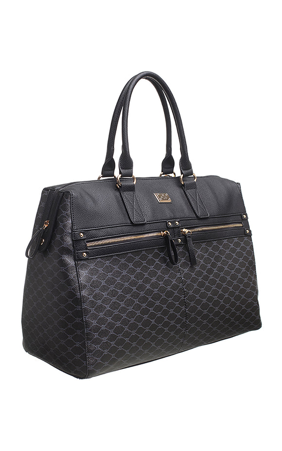 Black Logo Print Travel Bag - Bessie London