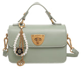 BESSIE LONDON Green Small Top Handle Cross Body Bag