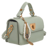 BESSIE LONDON Green Small Top Handle Cross Body Bag