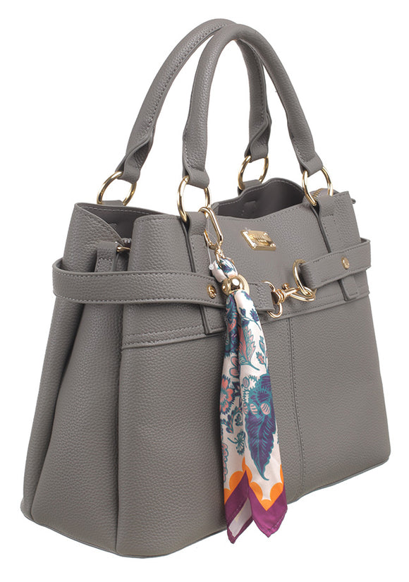 BESSIE LONDON Grey Scarf Charm Tote Bag