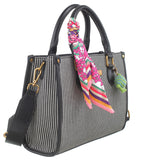 BESSIE LONDON Black Striped Tote Bag