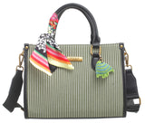 BESSIE LONDON Green Striped Tote Bag