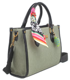 BESSIE LONDON Green Striped Tote Bag