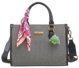 BESSIE LONDON Black Striped Tote Bag