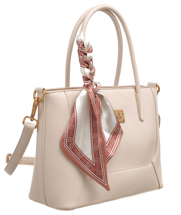 BESSIE LONDON Beige Tote with Scarf