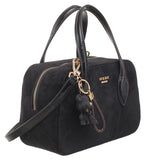 BESSIE LONDON Black Teddy Charm Suede Tote Bag