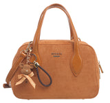 BESSIE LONDON Tan Teddy Charm Suede Tote Bag