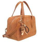 BESSIE LONDON Tan Teddy Charm Suede Tote Bag