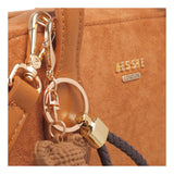 BESSIE LONDON Tan Teddy Charm Suede Tote Bag