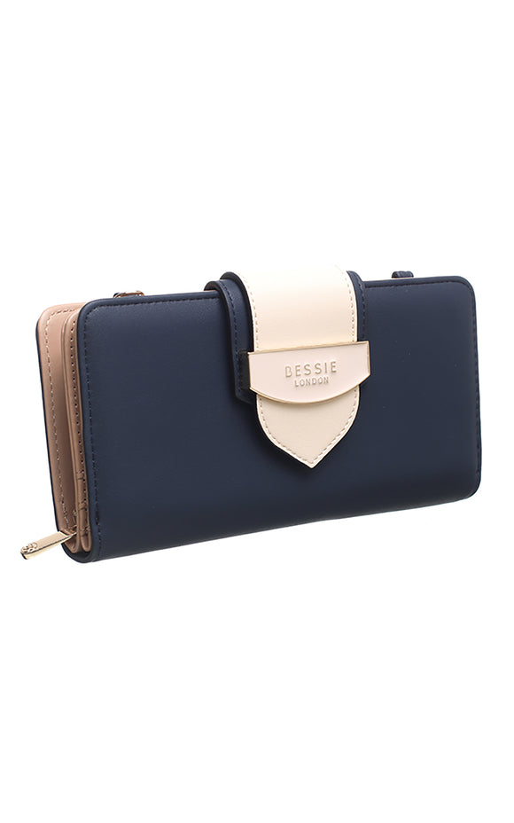 Navy Flap Over Purse - Bessie London