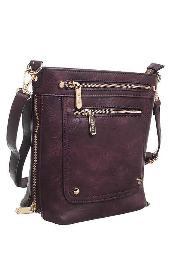 Purple Zip Pocket Cross Body Bag - Bessie London