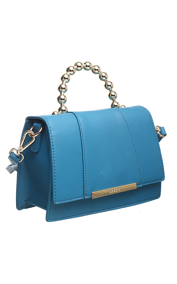 Blue Top Handle Flap Over Bag - Bessie London