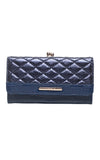 Navy Quilted Clasp Purse - Bessie London