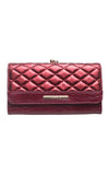 Wine Quilted Clasp Purse - Bessie London