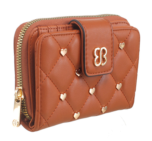 Tan Heart Quilted Purse - Bessie London