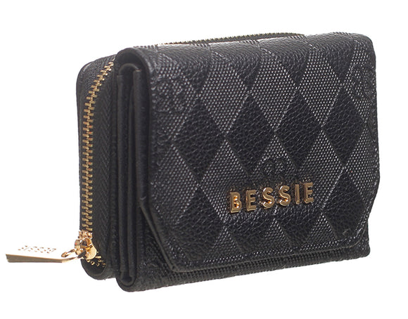 Black Small Diamond Pattern Purse - BESSIE LONDON
