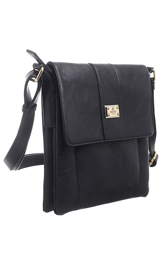 BESSIE LONDON Black 2 Pocket Cross Body Bag