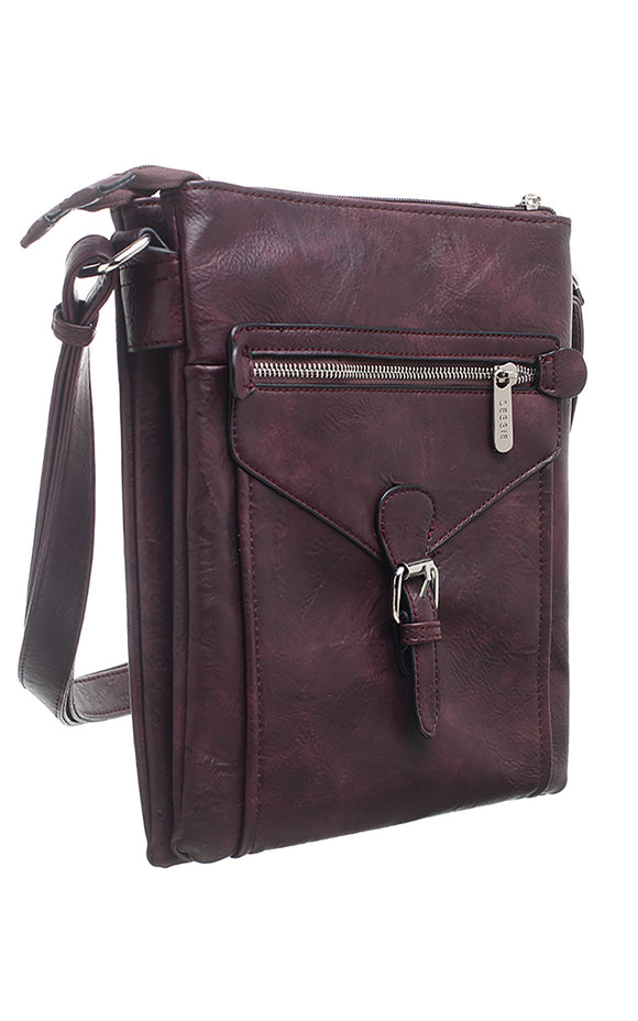 BESSIE LONDON Purple 3 Pocket Messenger Bag