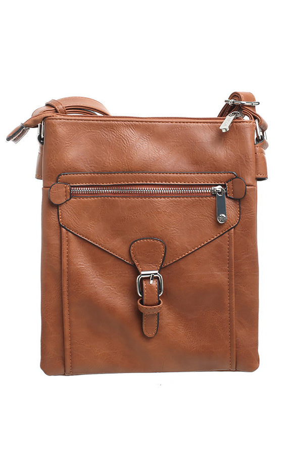 BESSIE LONDON Tan 3 Pocket Messenger Bag