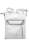 White Classic Zipper Cross Body Bag - Bessie London