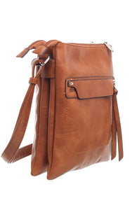 Tan Classic Zipper Cross Body Bag - Bessie London