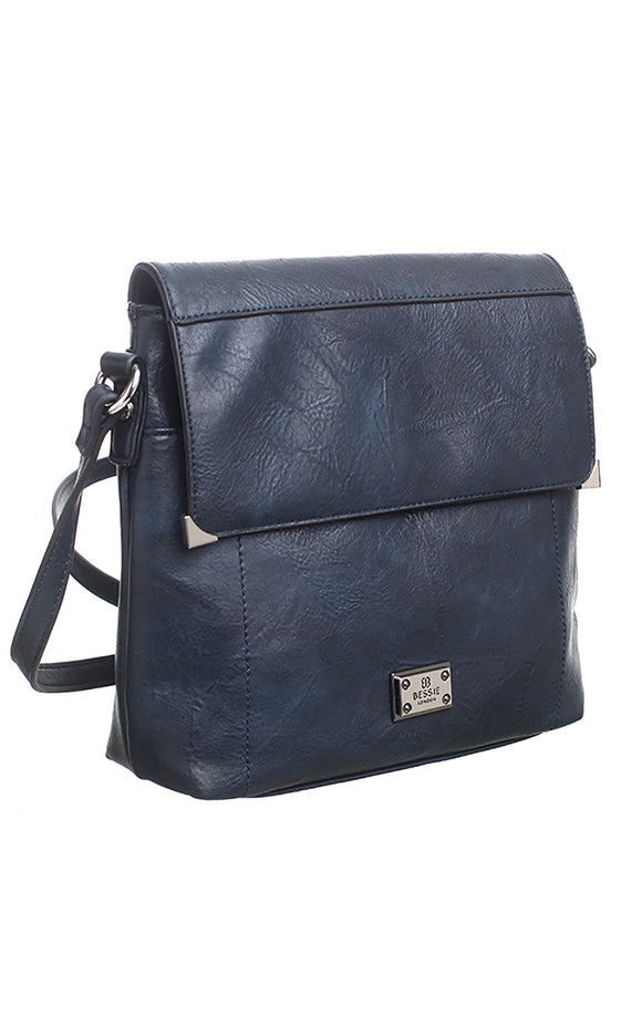 Navy Cross Body Bucket Bag - Bessie London