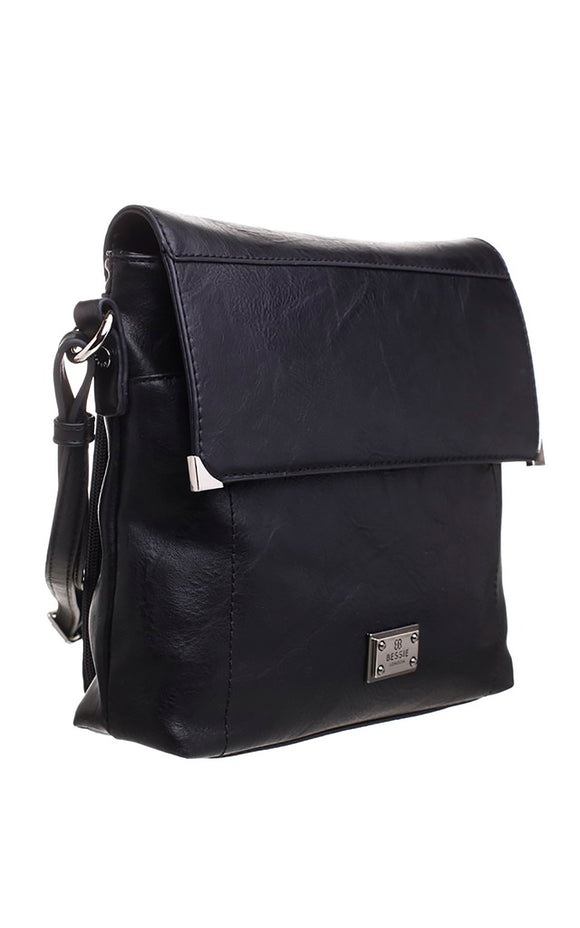BESSIE LONDON Black Cross Body Bucket Bag