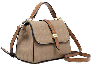 Khaki Two Tone Checkerboard Cross Body Bag - Bessie London