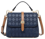 Navy Two Tone Checkerboard Cross Body Bag - Bessie London