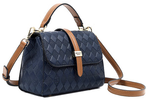 Navy Two Tone Checkerboard Cross Body Bag - Bessie London