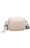 Beige Camera Cross Body Bag with Tassel - Bessie London