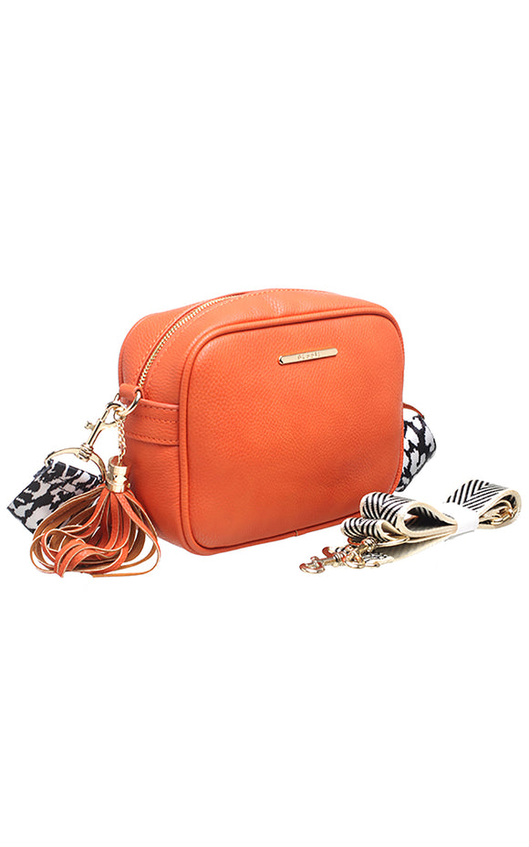 Orange Camera Cross Body Bag with Tassel - Bessie London