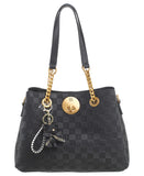 BESSIE LONDON Black Checkerboard Shoulder Bag