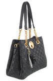 BESSIE LONDON Black Checkerboard Shoulder Bag