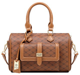 Tan Monoprint Bowling Bag - Bessie London