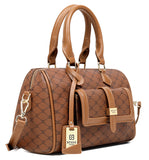 Tan Monoprint Bowling Bag - Bessie London