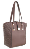 Coffee Quilted Shoulder Bag - Bessie London