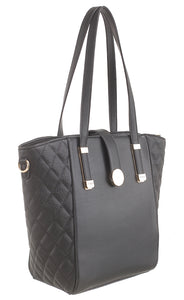 Black Quilted Shoulder Bag - Bessie London