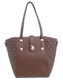 Coffee Quilted Shoulder Bag - Bessie London