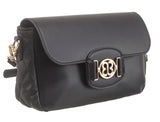 Black Quilted Flap Over Bag - Bessie London