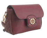 Wine Quilted Flap Over Bag - Bessie London